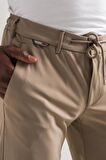 Slimfit Beli Lastikli Ve İplikli Polyamid Hafif Parlak Kışlık Kumaş Erkek Jogger Pantolon