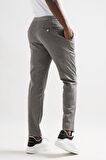 Slimfit Beli Lastikli İplikli Çizgili Tek Pileli Kışlık Kumaş Erkek Jogger Pantolon