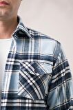 Slimfit Çift Cepli Ekoseli Pamuklu Kalın Erkek Oduncu Gömlek