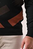 Nehir By Faruk Ülker Regular Fit Sıfır Yaka Desenli Yünlü Erkek Kazak