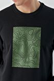 Slimfit Bisiklet Yaka Önü Baskılı 2 İplik Erkek Sweatshirt
