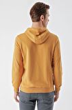 Slimfit Kapşonlu Önü Baskılı 2 İplik Erkek Sweatshirt
