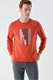 Slimfit Bisiklet Yaka Önü Baskılı 2 İplik Erkek Sweatshirt
