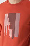 Slimfit Bisiklet Yaka Önü Baskılı 2 İplik Erkek Sweatshirt