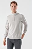 Slimfit Yarım Fermuarlı Dik Yaka 2 İplik Erkek Sweatshirt
