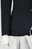 Slimfit Torba Cep Çizgili Mono Yaka Astarsız Çift Yırtmaç Likralı Kışlık Erkek Tek Ceket