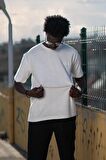 Bisiklet Yaka Havlu Kumaş Yarı Oversize (Hafif Geniş Model) T-shirt
