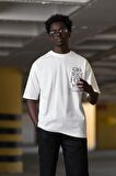 Bisiklet Yaka %100 Pamuklu Baskılı Oversize (Geniş Model) T-shirt
