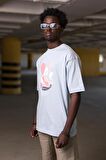 Bisiklet Yaka %100 Pamuklu Önü Baskılı Oversize (Geniş Model) T-shirt