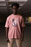 Bisiklet Yaka %100 Pamuklu Önü Baskılı Oversize (Geniş Model) T-shirt