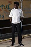 Bisiklet Yaka %100 Pamuklu Küçük Baskılı Oversize (Geniş Model) T-shirt