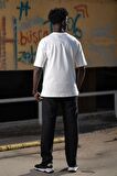 Bisiklet Yaka %100 Pamuklu Küçük Baskılı Oversize (Geniş Model) T-shirt