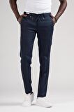 Ecer Slimfit Beli Lastikli ve İplikli %100 Linen Ham Keten Jogger Pantolon