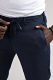 Ecer Slimfit Beli Lastikli ve İplikli %100 Linen Ham Keten Jogger Pantolon