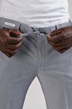 Ecer Slimfit Beli Yarım Lastikli Ve İplikli İnce Çizgili Yazlık Jogger Pantolon