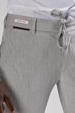 Ecer Slimfit Beli Yarım Lastikli Ve İplikli İnce Çizgili Yazlık Jogger Pantolon