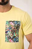 Bisiklet Yaka Önü Baskılı Pamuklu Likralı Basic Regular Fit T-shirt