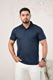 Regular Fit Yakalı Ve Cepli Desenli Erkek Klasik T-shirt
