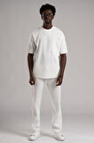 Kendinden Çizgili Oversize(Bol Kesim) Pantolonlu Alt Üst T-shirt Takım