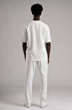 Kendinden Çizgili Oversize(Bol Kesim) Pantolonlu Alt Üst T-shirt Takım