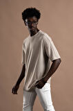 Oversize (Bol Kesim) Bisiklet Yaka Örgülü Likralı Kısa Kol T-shirt