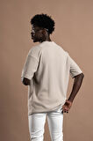 Oversize (Bol Kesim) Bisiklet Yaka Örgülü Likralı Kısa Kol T-shirt