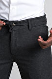 Perpant Slimfit Bitik Kareli Beli Lastikli Ve İplikli Kışlık Kumaş Jogger Pantolon