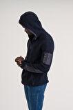 Regular Fit Kapşonlu Yan Fermuarlı Cepli Peluş Sweatshirt