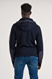 Regular Fit Kapşonlu Yan Fermuarlı Cepli Peluş Sweatshirt
