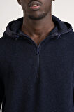 Regular Fit Kapşonlu Yan Fermuarlı Cepli Peluş Sweatshirt