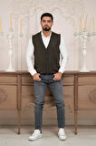 Woolen World Regular Fit Ön Cepli Kolsuz Erkek Triko Yelek