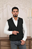 Woolen World Regular Fit Ön Cepli Kolsuz Erkek Triko Yelek