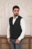 Woolen World Regular Fit Ön Cepli Kolsuz Erkek Triko Yelek