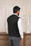 Woolen World Regular Fit Ön Cepli Kolsuz Erkek Triko Yelek