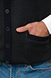 Woolen World Regular Fit Ön Cepli Kolsuz Bitik Desenli Triko Yelek