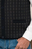 Woolen World Regular Fit Ön Cepli Desenli Kolsuz Erkek Triko Yelek