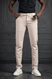 Beli Lastikli Ve İplikli Likralı Slimfit Yazlık Kumaş Jogger Pantolon 