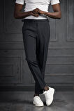 Perpant Slimfit Çift Pileli Kemer Tokalı Yazlık Kumaş Pantolon
