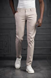 Slimfit Küçük Armürlü Yazlık Pamuklu Gabardin  Pantolon 