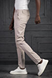 Slimfit Küçük Armürlü Yazlık Pamuklu Gabardin  Pantolon 