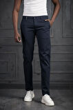 Slimfit Küçük Armürlü Yazlık Pamuklu Gabardin  Pantolon 