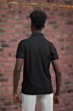 Regular Fit Likralı Kendinden Çizgili Polo Yaka T-Shirt