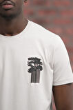 Slim Fit Sıfır Yaka Baskılı Pamuklu T-Shirt