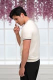 Slimfit Kolları Lastikli Likralı Desenli Bisiklet Yaka Triko T-shirt