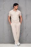 Regular Fit Likralı Kendinden Çizgili Yarım Baggy Pantolonlu T-shirt Takım