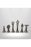 MC02 Metalicraft Premium Metal Satranç Takımı - Doğal Ahşap Çekmeceli Ceviz Tahta - El Yapımı