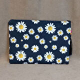 Uretti - Sümeyya 2589 4152 El Yapımı Etnik Papatya Desenli Boncuk İşlemeli - Siyah Püsküllü Clutch Çanta