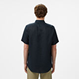 Nautica Erkek Siyah Classic Fit Keten Gömlek