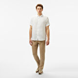 Nautica Erkek Beyaz Classic Fit Keten Gömlek