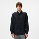 Nautica Erkek Siyah Classic Fit Keten Gömlek